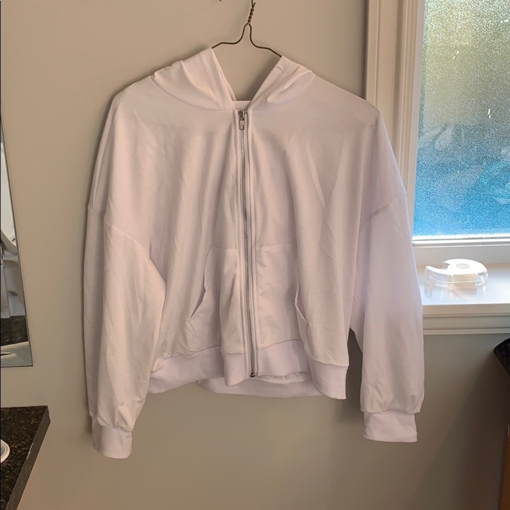 white zipper hoodie